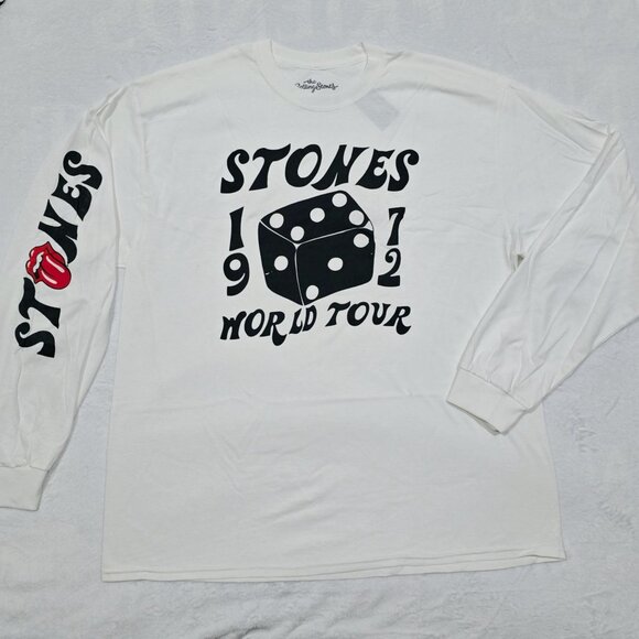 Rolling Stones ✦ 1972 World Tour Shirt ✦ Long Sleeve White Dice Graphic XL NWT - Picture 2 of 7